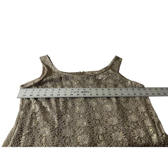 R&M Richards Dress Womens 18 Gold Lace Sequin 2 Piece Jacket Overlay Formal Set - Picture 6 of 16
